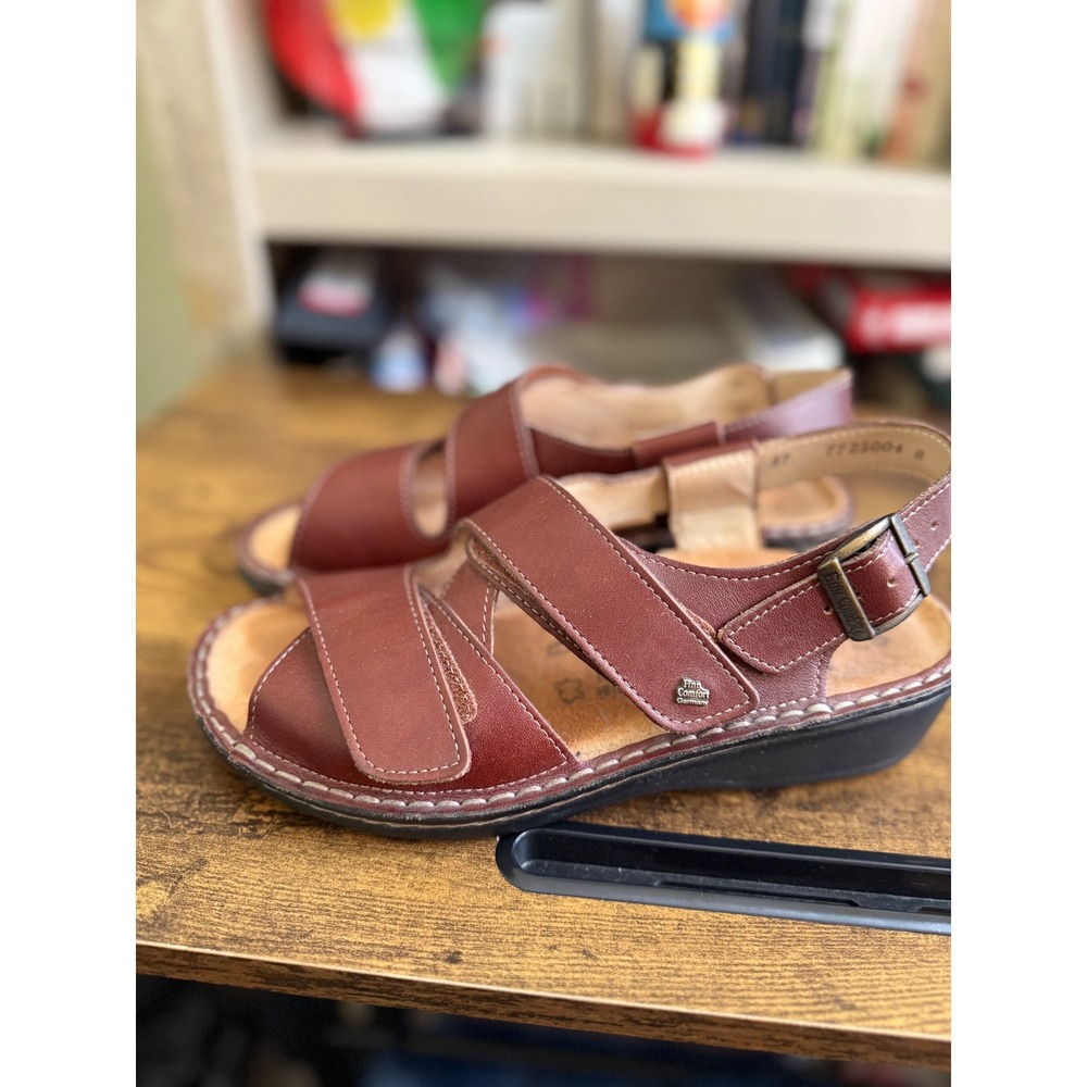 Finn Comfort Sandals Leather Brown EU 37 US 7 Adjustable Strap Comfort - Picture 5 of 8